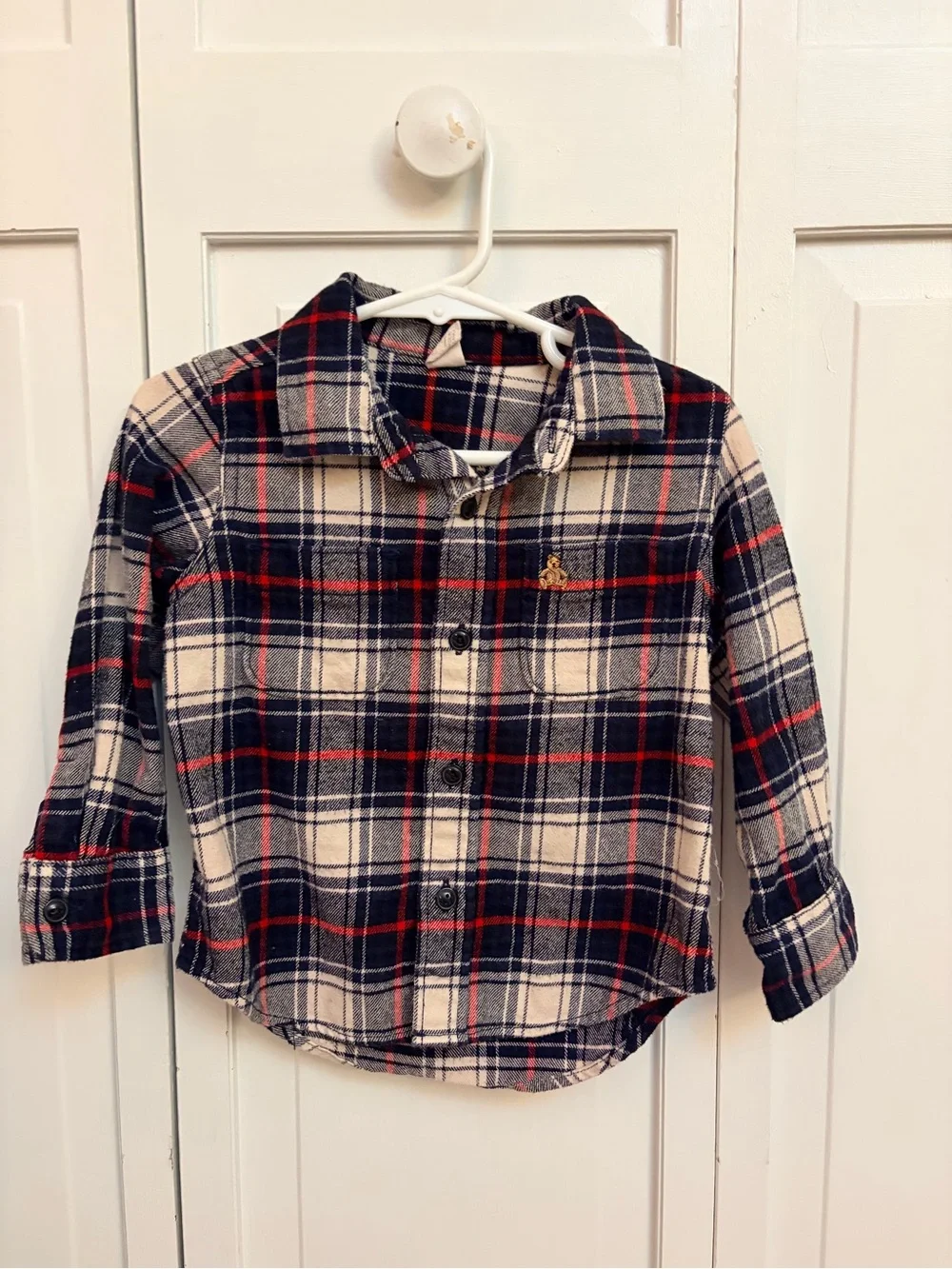 GAP Navy, Cream & Red Plaid Button-Down Shirt